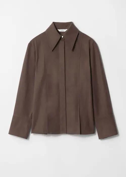 Silk-Blend Shirt - Brown