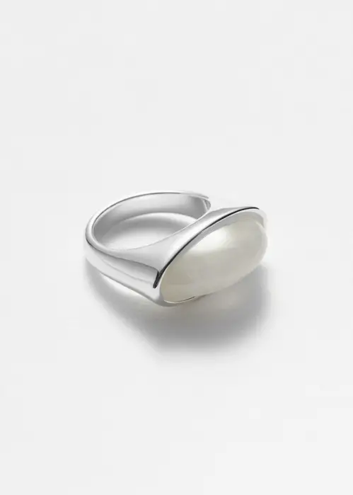 Oval Stone Ring - Silver