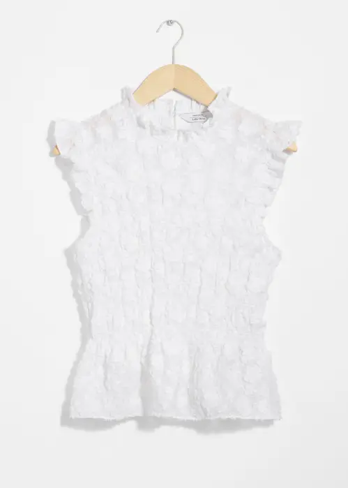 Smocked Peplum Top - White