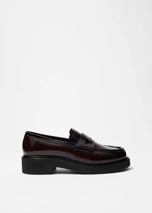 Chunky Leather Loafers - Red