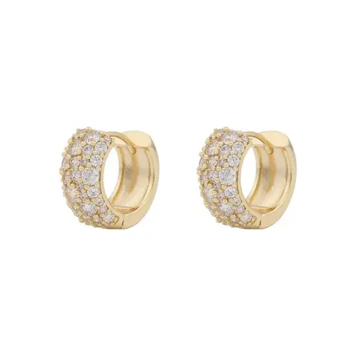 Snö Of Sweden Copenhagen Wide Ring Earrings Gold/Clear 18,5mm