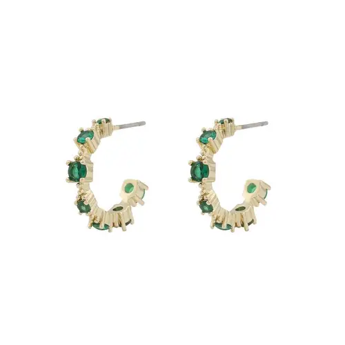 Snö Of Sweden Wiz Oval Earrings Gold/Green 17 mm