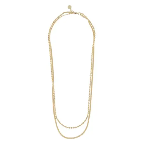 Snö Of Sweden Serena Double Necklace Plain Gold