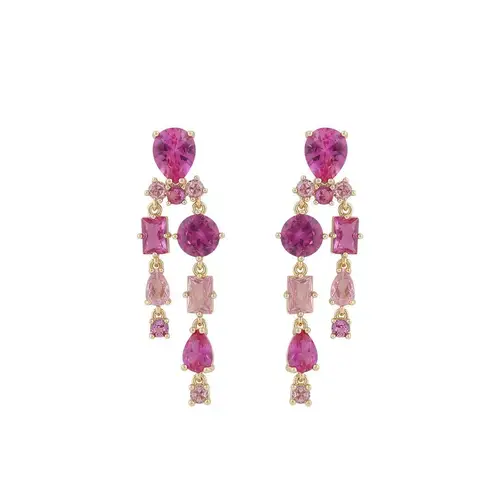 Snö Of Sweden Ellie Pendant Earring Gold/Mix Fuchsia