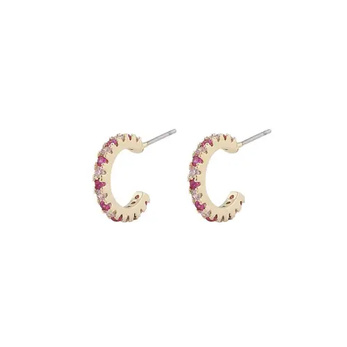 Snö Of Sweden Clarissa Small Oval Earring Gold/Mix Fuchsia