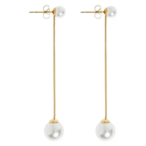 Timi Of Sweden Estelle Pearl Chain Earrings Stainless Steel Gold