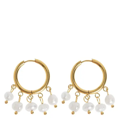 Timi Of Sweden Estelle Pearl Hoop Earrings Gold