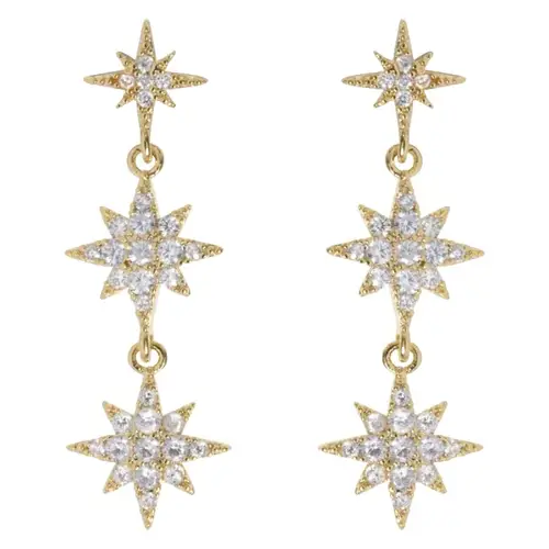 Timi Of Sweden Aurora Dangling Crystal Star Stud Earrings Gold