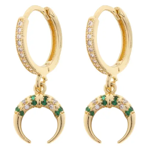 Timi Of Sweden Aya Crystal Horn Hoop Earrings Gold