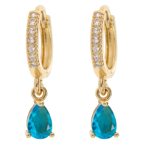 Timi Of Sweden August Blue Crystal Hoop Earrings Gold