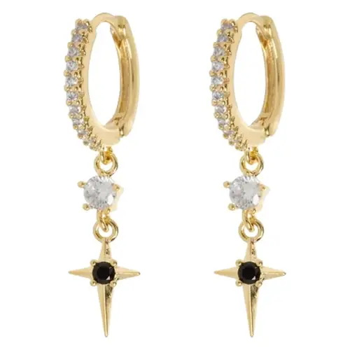 Timi Of Sweden Elvira Crystal Star Statement Hoop Earrings Gold