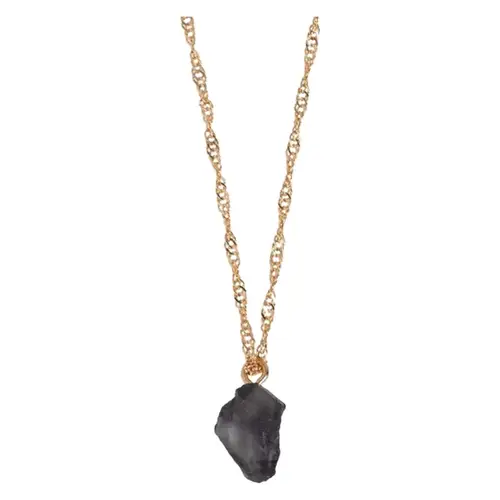 Timi Of Sweden Isolde Black Agate Necklace Gold