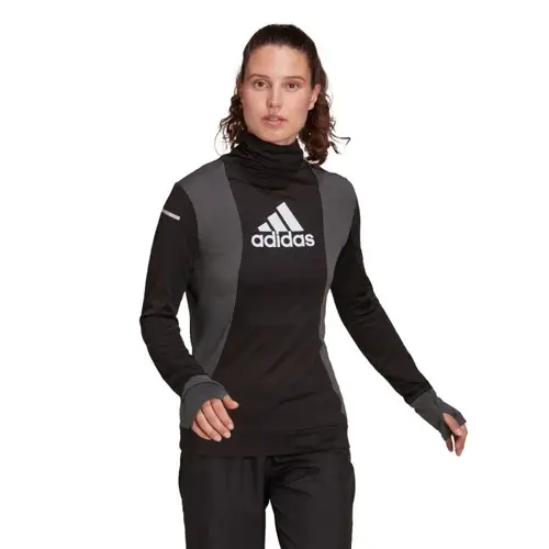 Adidas Block LS Tee W - Reflekterende Løbetrøje til Dame, Str. L, Perfekt til Kolde Dage