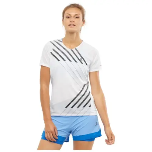 Salomon Sense Aero SS Tee - Ultra Let Løbetrøje Dame, Str. XL, Hvid, Perfekt til Løb