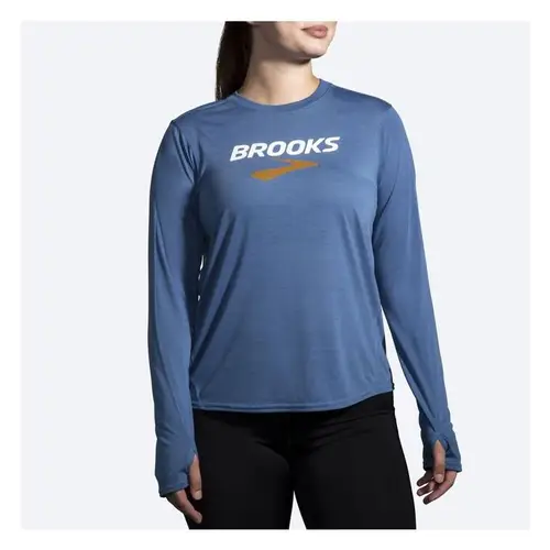 Brooks Langærmet T-shirt Dame - XS, Blå, Svedtransporterende & Komfortabel Running Gear