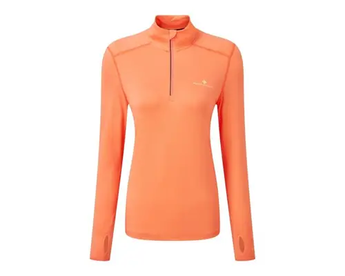 Ronhill Tech Termal 1/2 Zip Tee, Str. L, Orange - Åndbar & Refleks til Dame