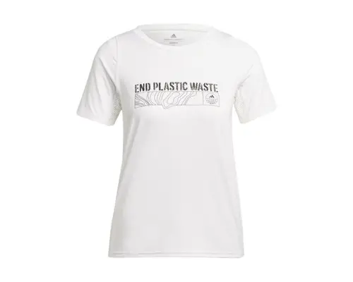 Adidas End Plastic Waste T-shirt Dame XS - Hvid, Reflekser & Mesh for Komfort