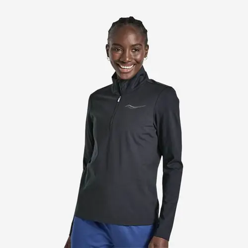 Saucony Solstice 1/4 Zip Trøje Dame - XS, Sort, Genbrugspolyester, Varm & Komfortabel