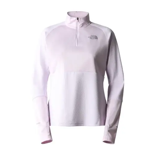 North Face 1/4 Zip Løbefleece Dame L - Komfortabel & Hurtigtørrende, Lilla