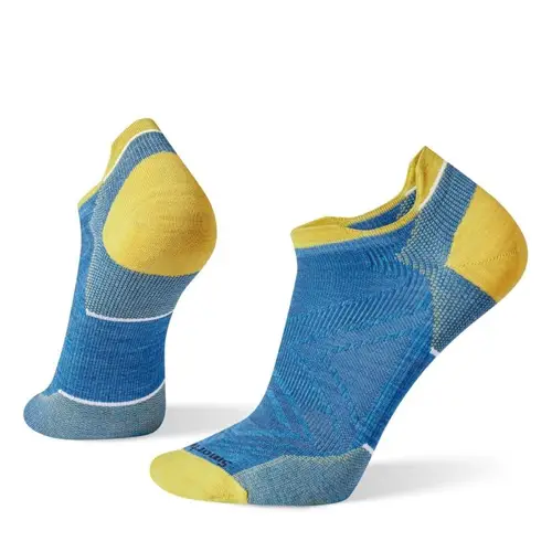 Smartwool Run Zero Cushion Low Ankle Sokker - Str. XL, Gul/Blå, Ultimativ Komfort til Løb