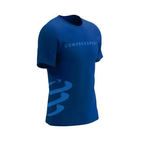 Compressport Logo SS T-shirt - Str. S, Blå - Ideel til Løb & Træning for Mænd og Kvinder