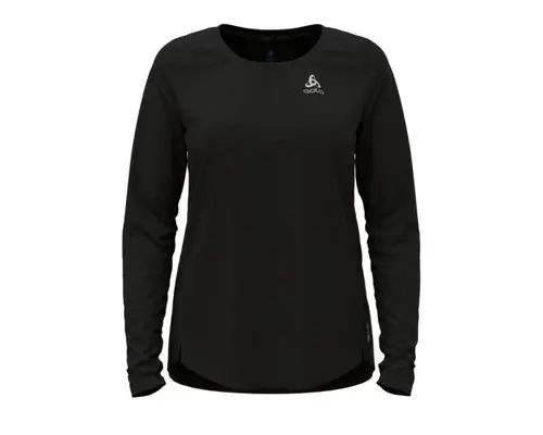 Odlo T-shirt Crew Neck Long Sleeve Zeroweight Sort - Løbetrøje med reflekser