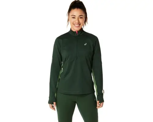 Asics 1/2 Zip Midlayer Løbetrøje Dame, XS - Grøn | Åndbar & Komfortabel til Vinterløb