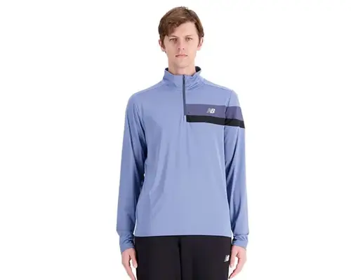 New Balance Accelerate Half Zip Str. S - Blå Refleks Trøje til Mænd, Sport & Løb