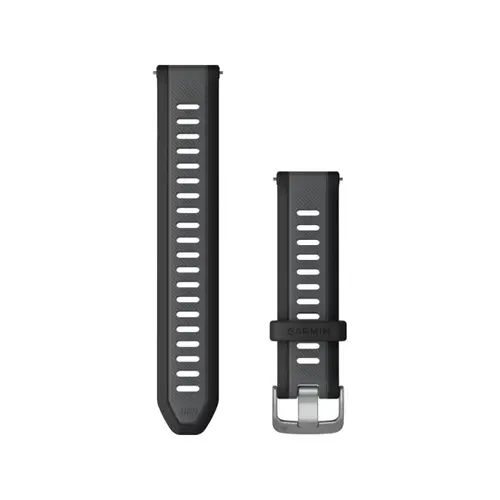 Garmin Quick Release 20 mm Silikone Urrem - Sort/Grå til Forerunner 745, Unisex, Komfortabel og Holdbar