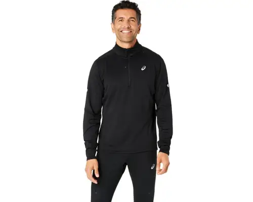 Asics Road Winter 1/2 Zip Top Sort - Mellemlag 2XL Herre