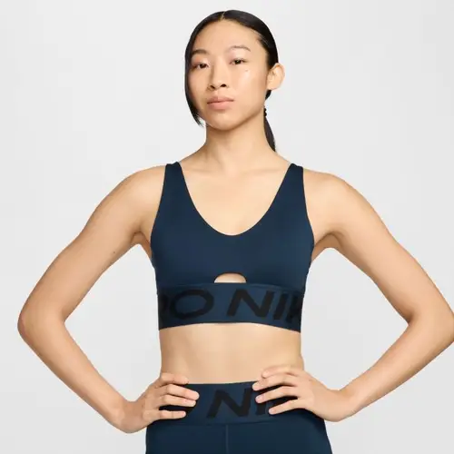 Nike Pro Indy Plunge BH - Str. L - Dri-FIT Komfort & Stil til Dame - Blå