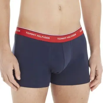 Tommy Hilfiger 3P Stretch Trunk Premium Essentials Marine/Rød bomuld Small Herre