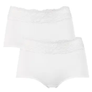 Trofe Lace Trimmed Maxi Briefs Trusser 2P Hvid bomuld Small Dame