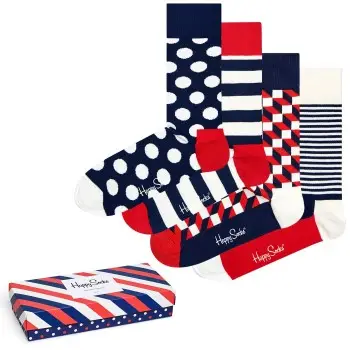 Happy socks Strømper 4P Stripe Socks Gift Box Flerfarvet bomuld Str 41/46