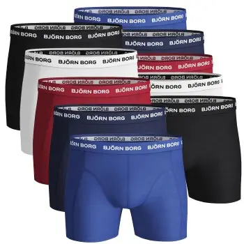 Björn Borg 10P Essential Shorts Solids Rød/Blå bomuld Medium Herre