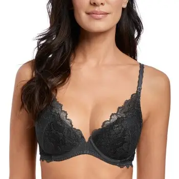 Wacoal Bh Lace Perfection Plunge Push Up Bra Sort A 70 Dame