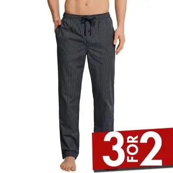 Schiesser Mix and Relax Woven Lounge Pants Mørkblå vævet bomuld Small Herre