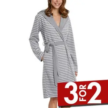 Schiesser Essentials Light Terry Cloth Bathrobe Grå 38 Dame