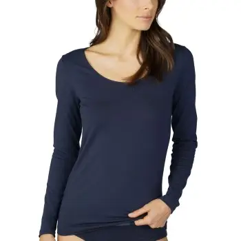 Mey Cotton Pure Long-Sleeved Top Midnatsblå bomuld 42 Dame