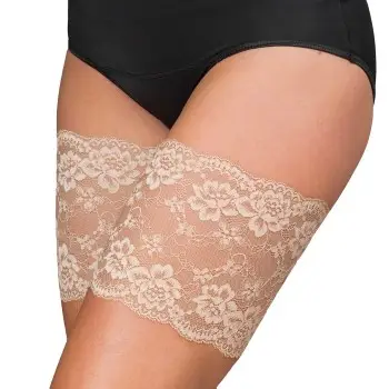 Trofe Thigh Lace Strømpebukser Beige polyamid Small Dame