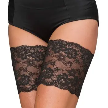 Trofe Thigh Lace Strømpebukser Sort polyamid Small Dame