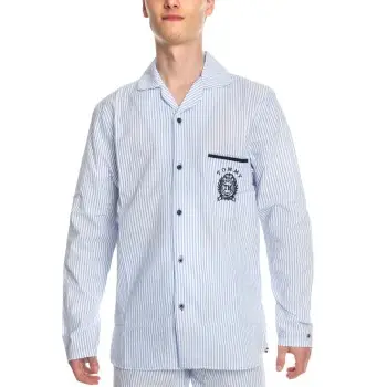 Tommy Hilfiger Tommy Sleep Pyjama Shirt Lyseblå Stribe X-Large Herre