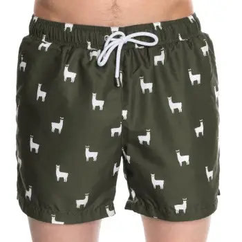 Panos Emporio Badebukser Classic Llama Swim Shorts Mørkgrøn  polyester Large Herre