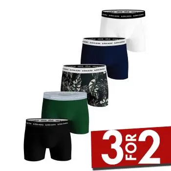 Björn Borg 5P Essential Shorts 2115 Grøn/mønstret bomuld X-Large Herre