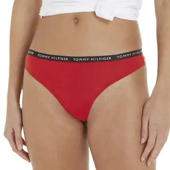 Tommy Hilfiger Trusser 3P Recycled Essentials Thong Rød/Blå Small Dame