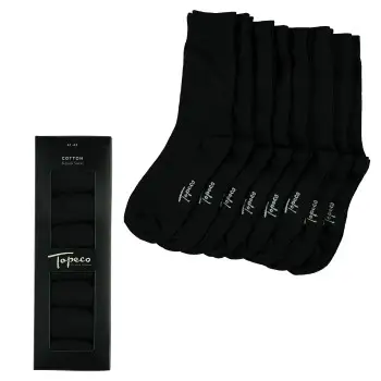 Topeco Strømper 8P Men Cotton Basic Crew Socks Sort Str 41/45 Herre