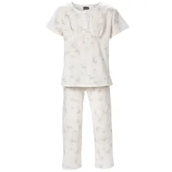 Trofe Romantic Floral Pyjama Hvid bomuld Small Dame