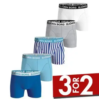 Björn Borg 5P Essential Shorts 2115 Blå/Lyseblå bomuld Small Herre