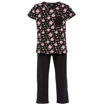 Trofe Bold Dots Pyjamas Sort mønstret Small Dame