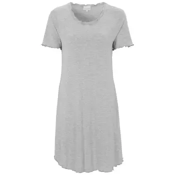 Damella Bamboo Plain Short Sleeve Nightdress Lysegrå Bambus Small Dame